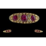 Antique period ladies 9ct gold ruby and diamond set ring. full hallmark to interior of shank. the