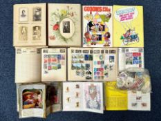 Collection of Vintage Stamp Albums & Books, comprising a large photograph album with Victorian