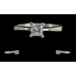 Platinum Superior Quality Contemporary Single Stone Diamond Set Ring, full hallmark for 950. The