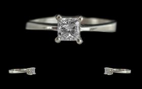 Platinum Superior Quality Contemporary Single Stone Diamond Set Ring, full hallmark for 950. The