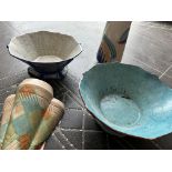 Collection of Deco Style Bowls, Vases & Planters, comprising two large brightly coloured vases, a