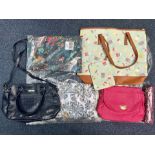 Collection of New Bags, comprising two handbags, a Natalie Anderson pink bag with floral lining