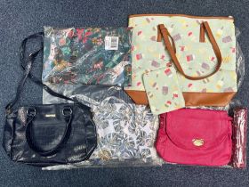 Collection of New Bags, comprising two handbags, a Natalie Anderson pink bag with floral lining