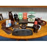 Collection of Vintage Bakelite Items, comprising a three tier cake plate, two cannisters,