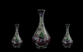 Moorcroft Modern Tube Lined Globular Shaped Vase - 'Pansy' Design. Date 2013. Height 9.5'' (23.75