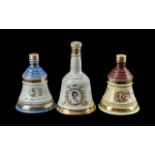 3 Commemorative Wade Bottles Of Bells Whisky Consisting of Christmas 1996, 2000 Queen Mother 100th