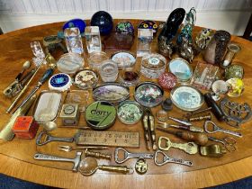 Box of Assorted Glass Paperweights, various colours and designs, approx. 25 in total, together