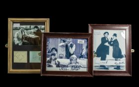 Three Framed Photographs of British Stars, comprising Sid James and Tony Hancock, shows the two