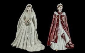 Two Porcelain Figures comprising Royal Worcester In Celebration of the Queen's 80th Birthday