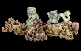 A Collection of Soapstone Figures (8) in total. Various styles. Please see photograph.