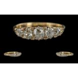 Antique Period Ladies 18ct Gold - Gallery Set 5 Stone Diamond Set Ring, Not Marked but tests 18ct