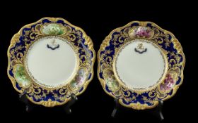 Doulton Burslem Late 19th Century Pair of Fine Quality Hand Painted Cabinet Plates. featuring hand