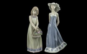 Lladro Hand Painted Pair of Porcelain Figure, Model Number 5644 - 5605 ' Susan ' - Floral Treasures.