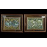 Two Framed Maps, Nova Totivs Terrarum Orbis, in silver and gold foil, maps of the world as in