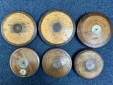 Sporting Interest - Collection of Six Early to Mid Century Discus. Varying sizes.