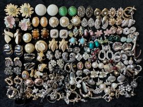 Large Collection of Ladies Earrings, one bag of clip on earrings, one for pierced ears. Great lot