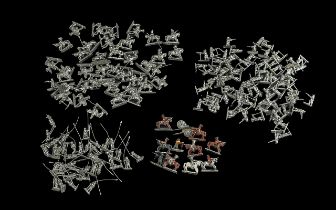 A Collection of Miniature Lead Soldiers, mostly unpainted, including mounted soldiers, single pike