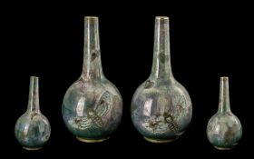 Carlton ware early 20th century impressive pair of globular shaped lustre vases ' butterflies '