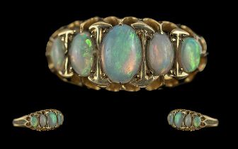 Antique Period 18ct Gold 5 Stone Opal Set Ring, Raised open Setting, Full Hallmark for Birmingham