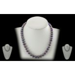 Ladies - Pleasing Quality Single Strand Cultured Pearl Necklace ( fresh water ) with 10ct Gold