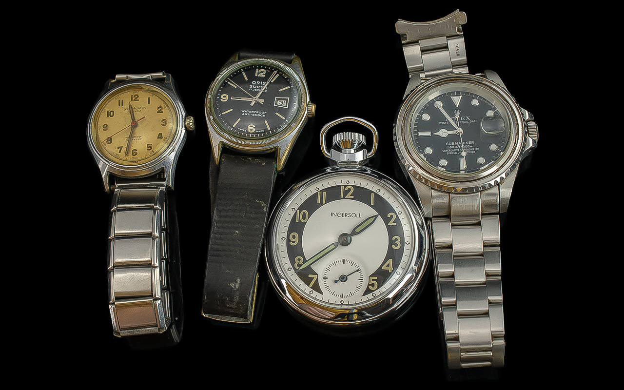 Collection of Gents Watches and Pocket Watches. 4 time pieces in total, oris etc.