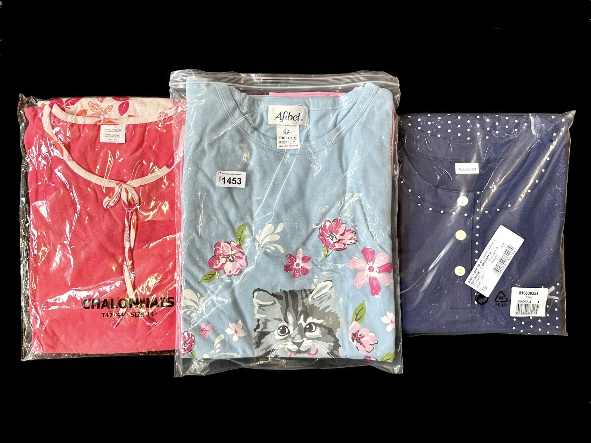 Three Pairs of Brand New Pyjamas, comprising a pair of Damart midnight blue Size M - 14, a pair of
