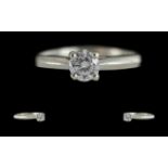 Platinum Excellent Single Stone Diamond Set Ring, marked Pt 950 to shank. The round brilliant cut