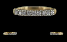 Ladies Attractive 9ct Gold Diamond set Half Eternity Ring. Full Hallmark To Interior of Shank. The