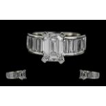 Platinum - Stunning and Superb Contemporary Ladies Diamond Set Ring, marked platinum 950 to interior