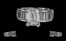 Platinum - Stunning and Superb Contemporary Ladies Diamond Set Ring, marked platinum 950 to interior