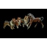 Beswick Rough Collie Figure, together with two other Rough Collie figures, and a porcelain horse