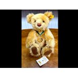 Steiff Jointed 2001 Danbury Mint Edition Teddy Bear, glass eyes, moveable joints, leather paws.