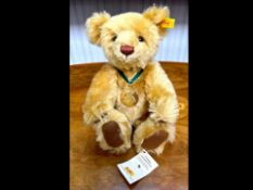 Steiff Jointed 2001 Danbury Mint Edition Teddy Bear, glass eyes, moveable joints, leather paws.