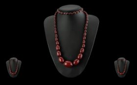 A Superb Early 20th Century Cherry Amber Graduated Beaded Necklace, Excellent Colour, Weight 68.4