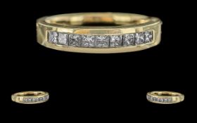 Ladies - 18ct Gold 9 Stone Diamond Set Ring. Full Hallmark for 750 - 18ct to Interior of Shank.