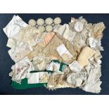 Box of Vintage Linen & Crochet, including tablecloths, napkins, antimacassers, doilies, assorted