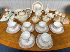 Box of Assorted Porcelain & Pottery, including a Balfour Scottish Tea Set of six trios, vintage