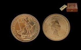 Royal Mint Elizabeth II Britannia Proof Struck - 1/10th Of An OZ Gold Coin. Date 1987. No 2402.