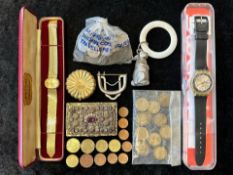 Box of Collectible Items, comprising a Swatch watch, in original case, a Whittles Swiss ladies