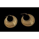 Ladies - Pleasing Pair of Hoop Earrings, full hallmark to each earring, the earrings of circular