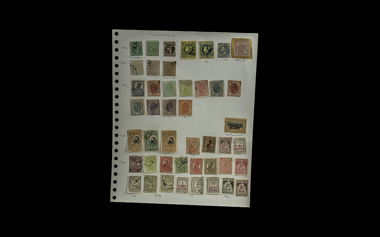 Stamps Interest - Romania (1862-1996) 1250+ Stamps Mint And Used On 60 Album Pages Inc Sets,