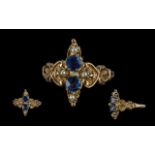 Victorian period 1837 - 1901 ladies 9ct gold pleasing quality sapphire and pearl set ring. well