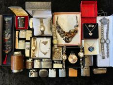 Quantity of Collectables, watches, lighters, costume jewellery. boxed fashion watches, lighters to