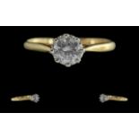 Ladies 18ct Gold Single Stone Diamond Set Dress Ring, full hallmark to interior of shank, the