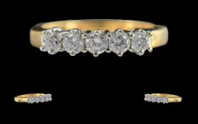 Ladies 18ct gold pleasing 5 stone diamond set ring. full hallmark to interior of shank. well matched