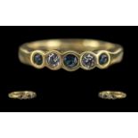 Ladies attractive 9ct gold sapphire and diamond set ring. full hallmark to interior of shank. the