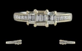 Ladies 18ct White Gold Contemporary Diamond Set Dress Ring - Full Hallmark To Interior Of Shank. The
