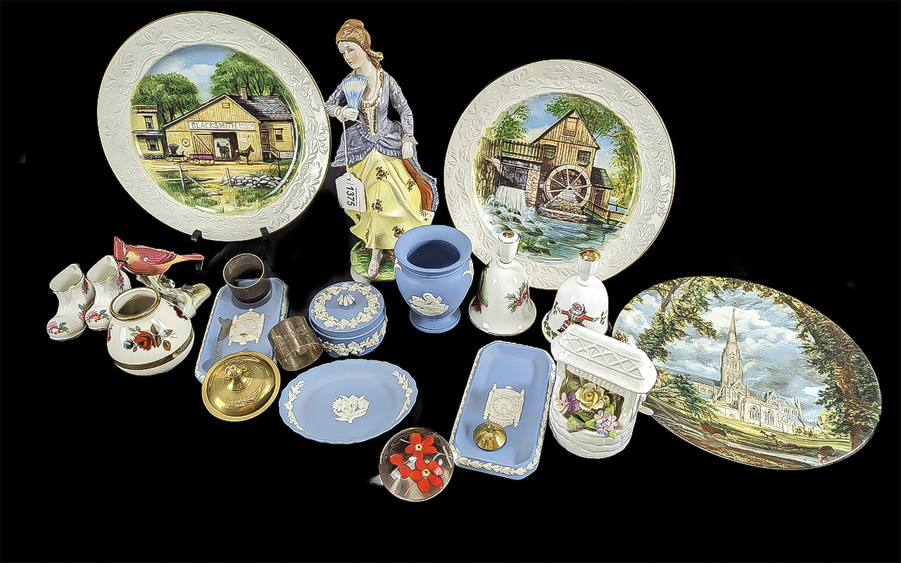 Collection of Assorted Pottery & Porcelain, including a vintage German figure of a lady with a