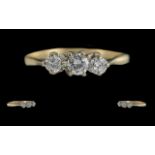 18ct Gold Pleasing 3 Stone Diamond Set Ring - Marked 18ct To Interior Of Shank. The 3 Well Matched