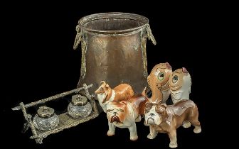 Box of Collectibles, including a Sylvac Bulldog, a Beswick Collie, an unmarked bulldog, a vintage